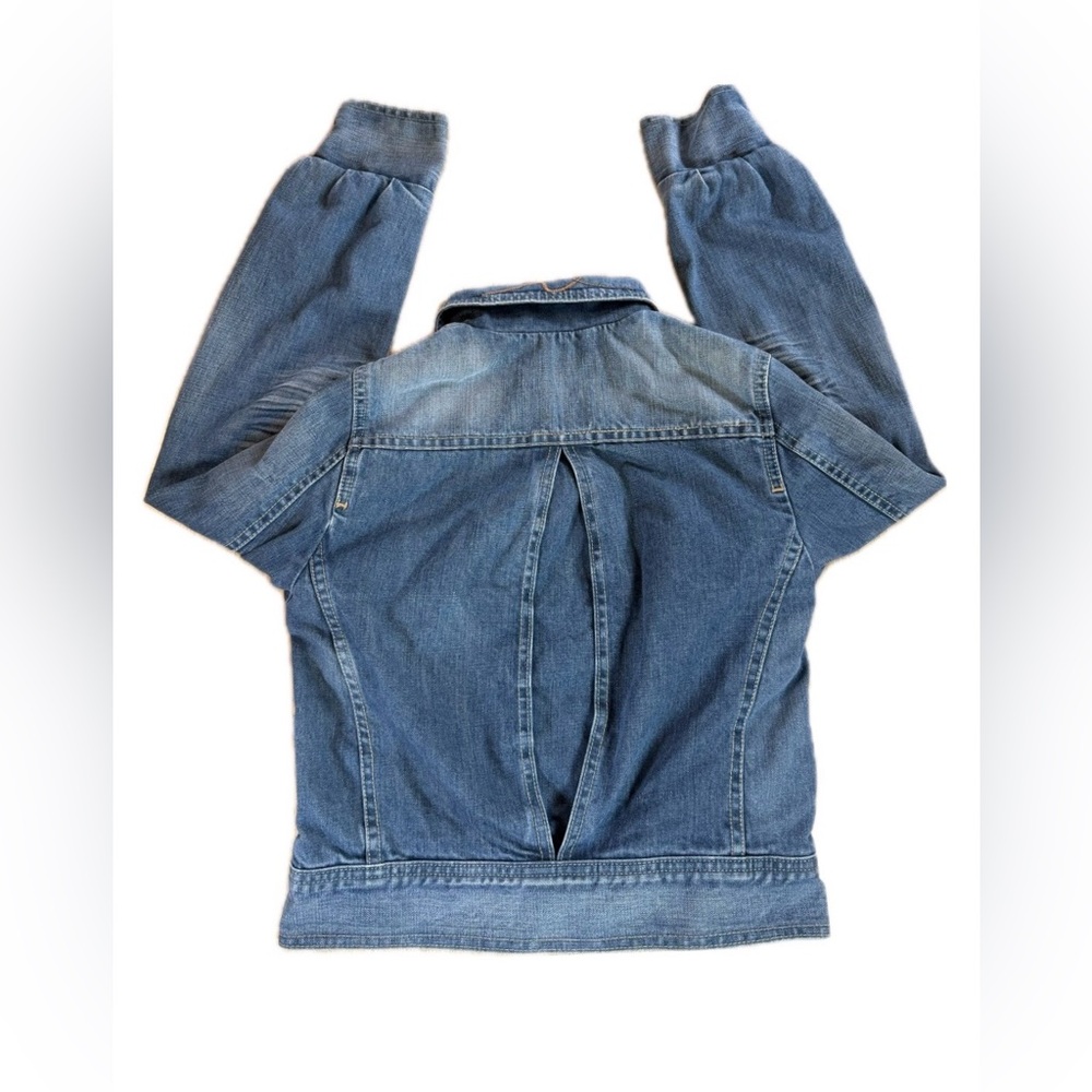 7 For All Mankind Women’s Small Blue Denim Jean Jacket Medium Wash Lined Trucker - Picture 2 of 13